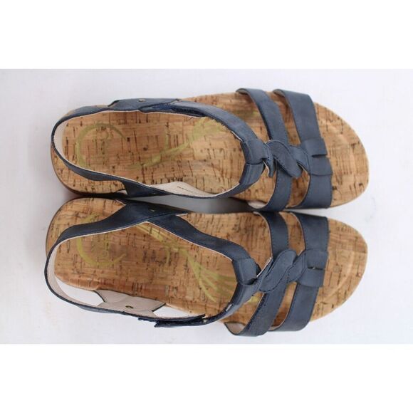 Abeo Women's Bea Braid US 6p Leather Navy Strappy Flats Sandals Shoes - Picture 10 of 11